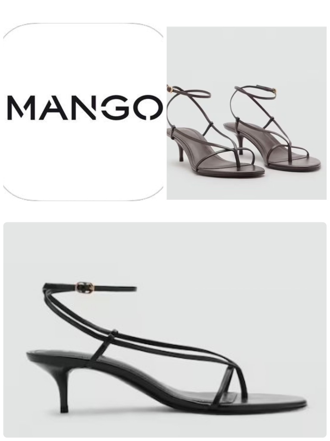 スペイン発送 MANGO 細ストラップヒールサンダル 選べるカラー