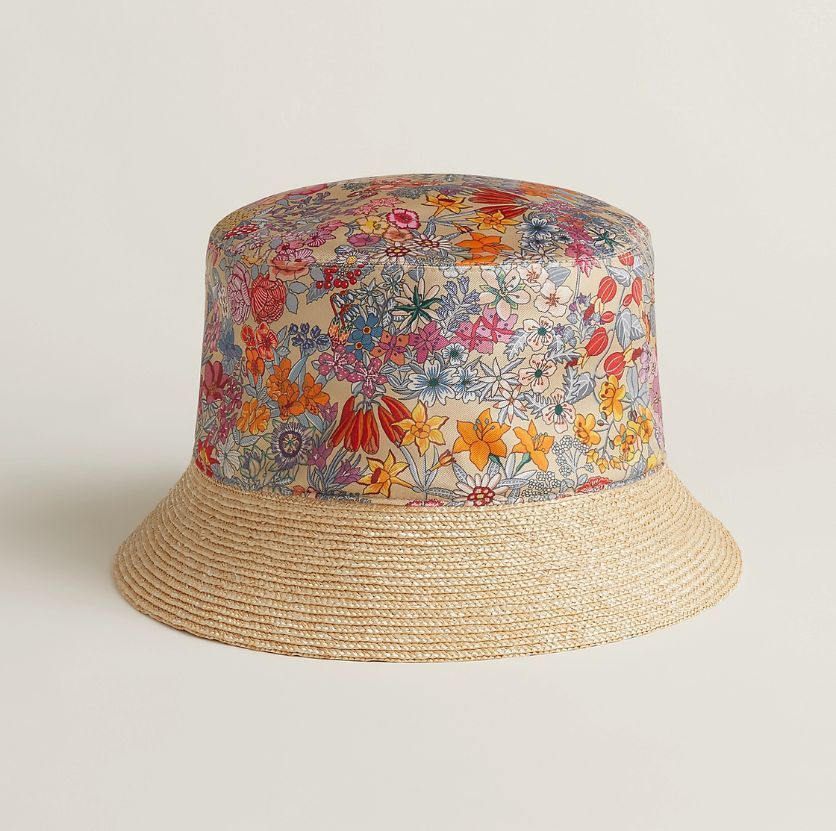 《花咲く夏の装いに》【HERMES】Bob Harper Bloom 麦わらシルク