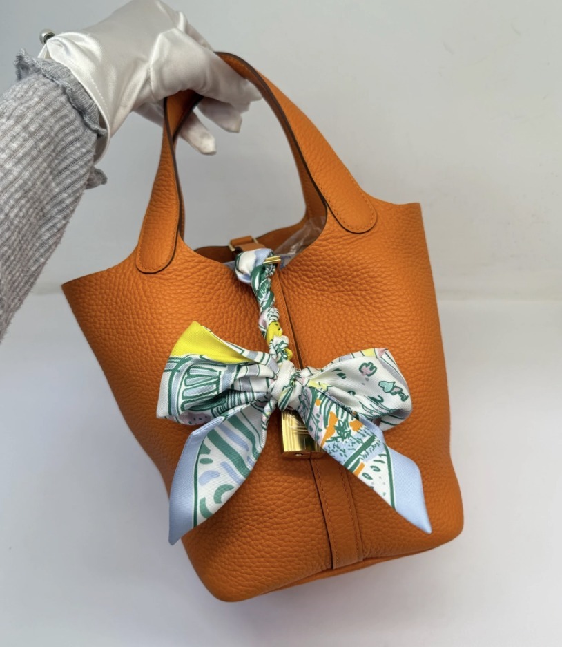 VINTAGE エルメス ピコタンロックPMサイズ オレンジ/G金具