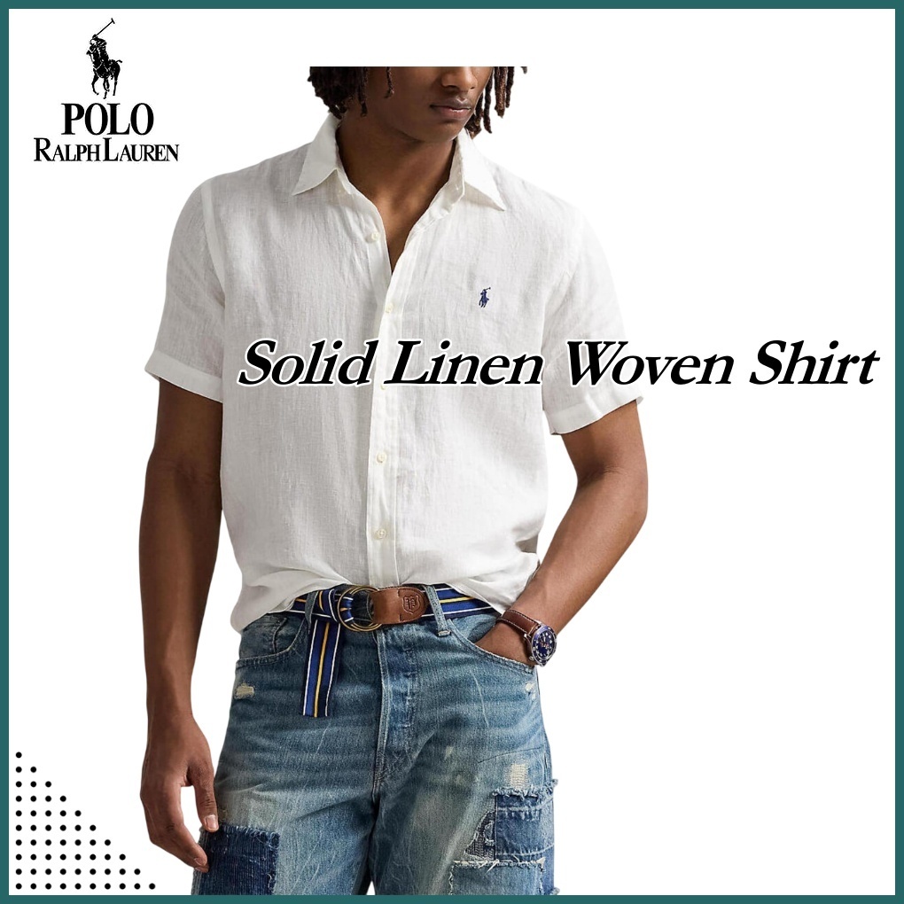 POLO RALPH LAUREN 無地リネン半袖織りシャツ