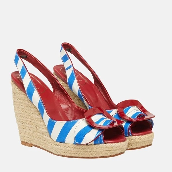 “Roger Vivier” ボーダーウェッジサンダル Multi/Stripe