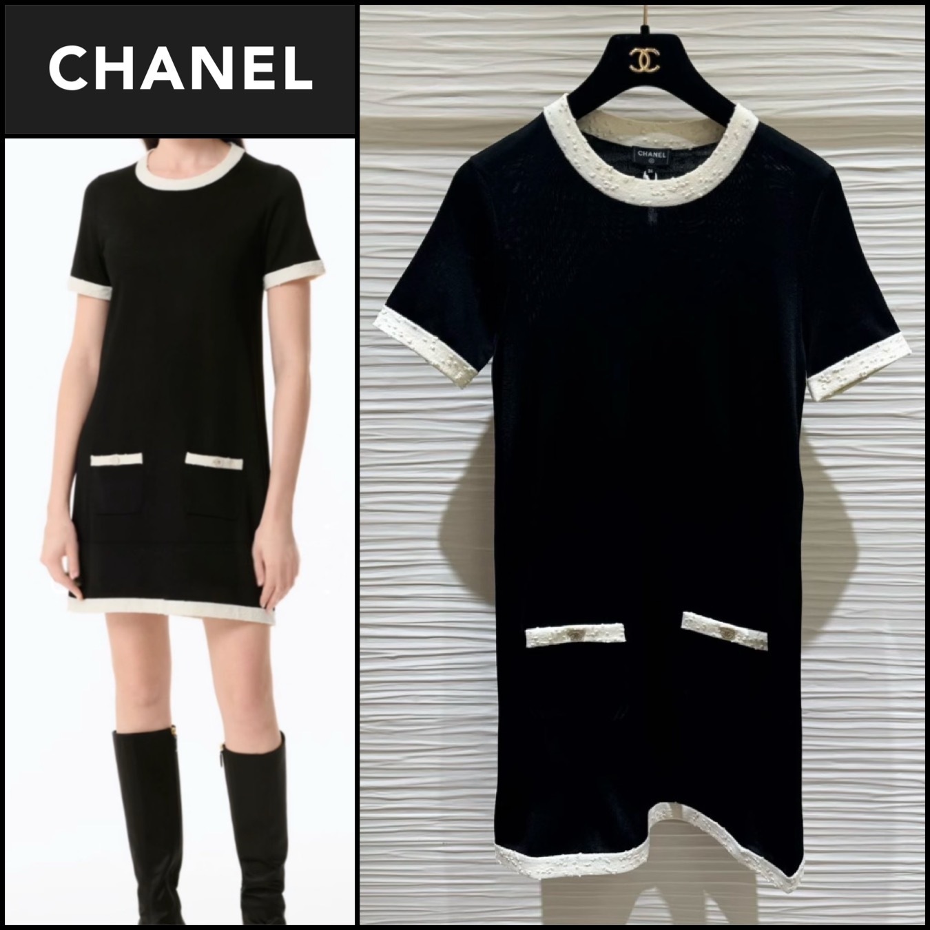 上品なバイカラーデザイン♪【CHANEL】25A ワンピース