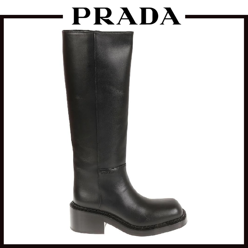 【関税込＆追跡】PRADA ラウンドトゥ ニーハイブーツ