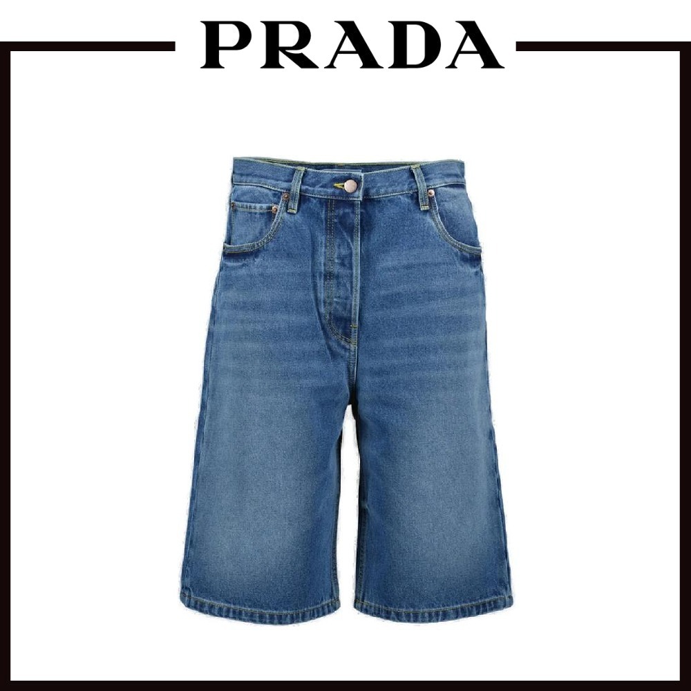 【関税込＆追跡】PRADA パッチ デニム ショートパンツ