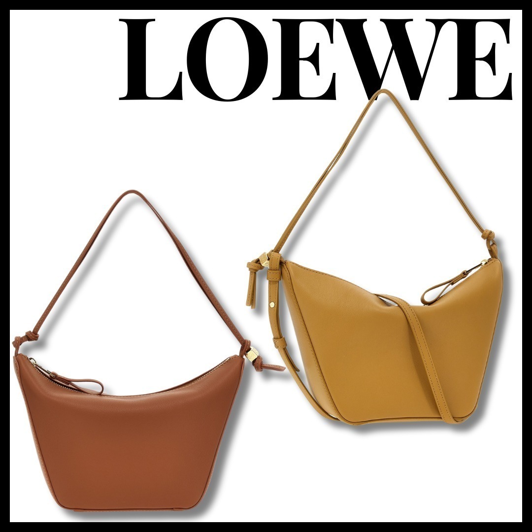 LOEWE ミニハンモックホーボーショルダーバッグロゴ レザー タラ