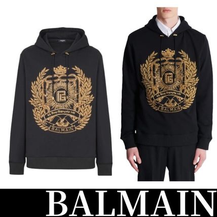 【関税込み】Balmain ブルー Balmain Paris プリント フーディ Balmain Paris プリント フーディー - Men | BALMAIN