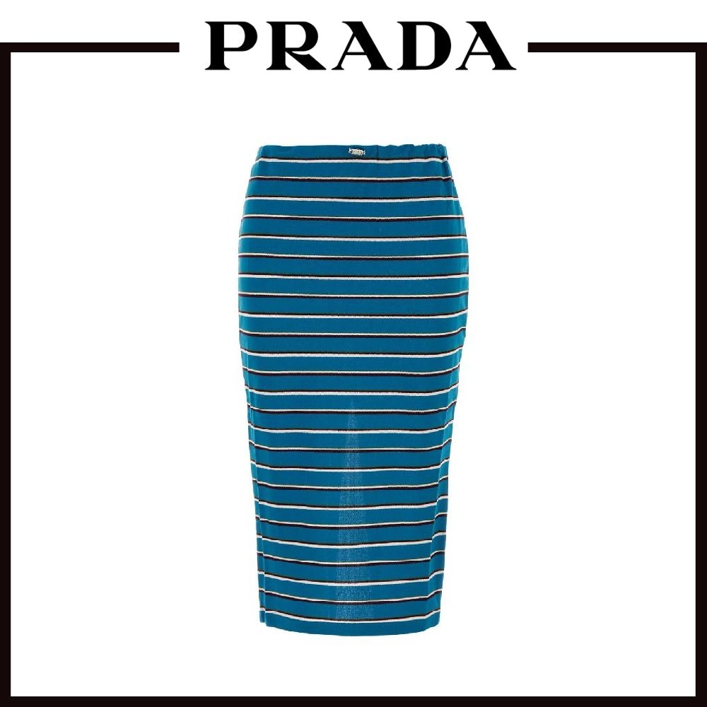 【関税込＆追跡】PRADA ストライプ ミディスカート