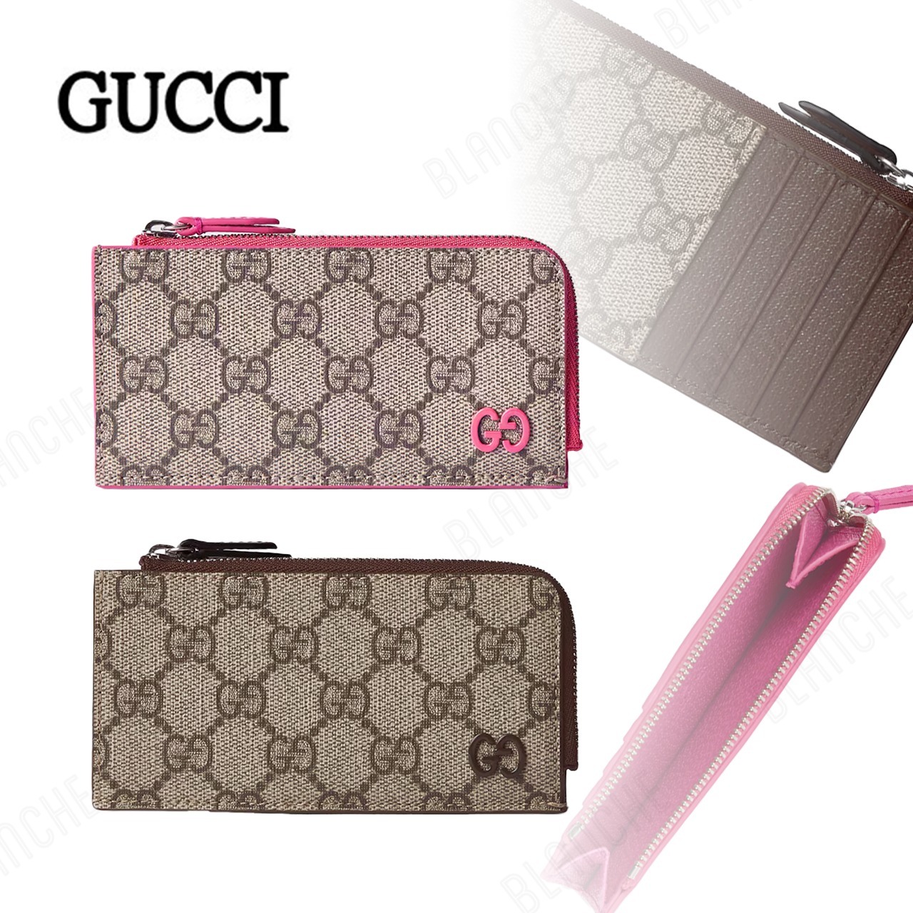 【GUCCI】バイカラー GG ジップカードケース