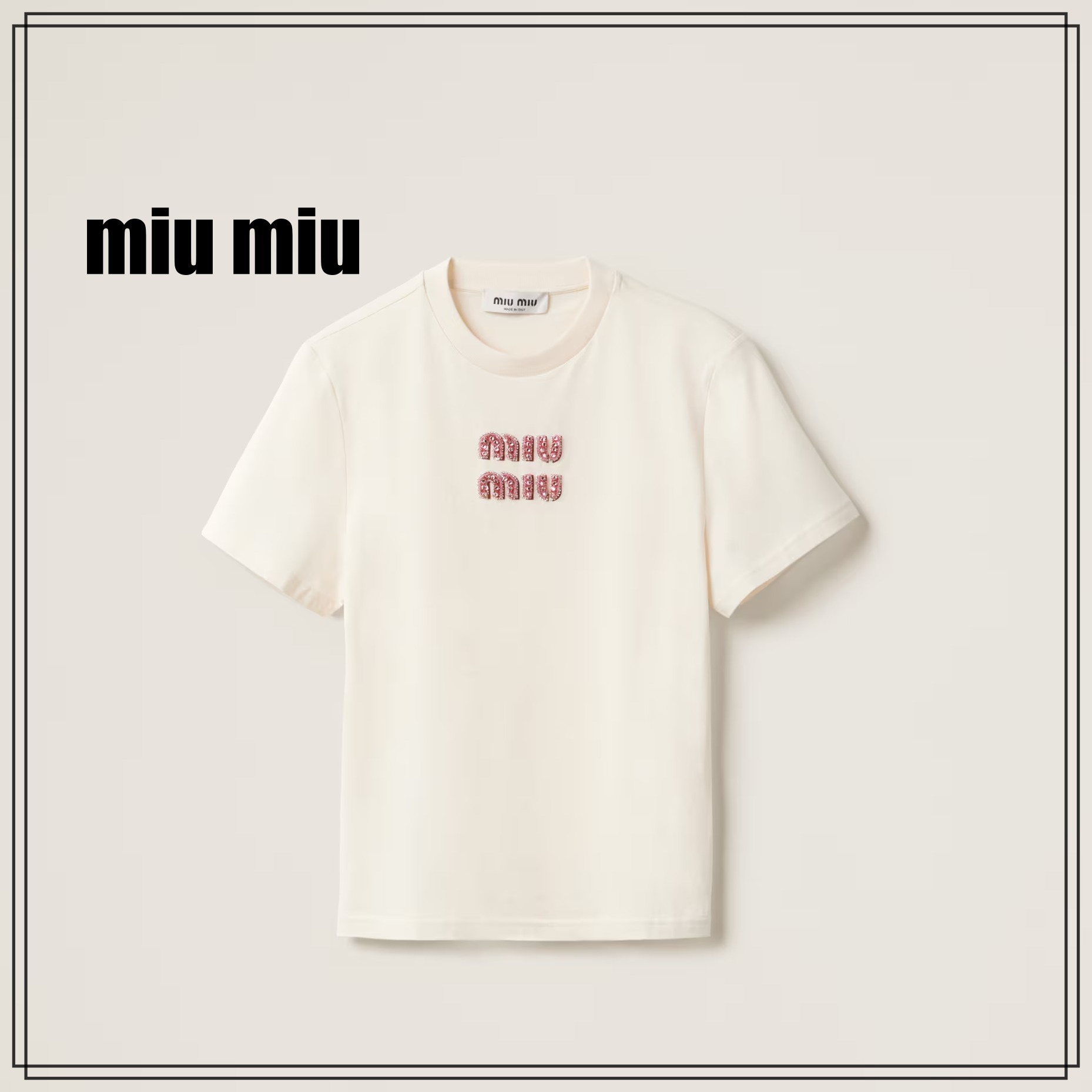 miu miu ロゴ入り無地半袖Tシャツトップス