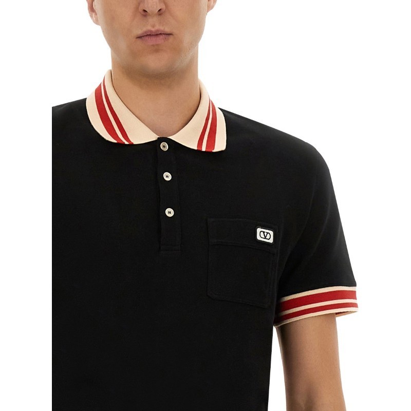 Tシャツ・カットソー VALENTINO COTTON PIQUE POLO SHIRT WITH \"VLOGO\" PATCH