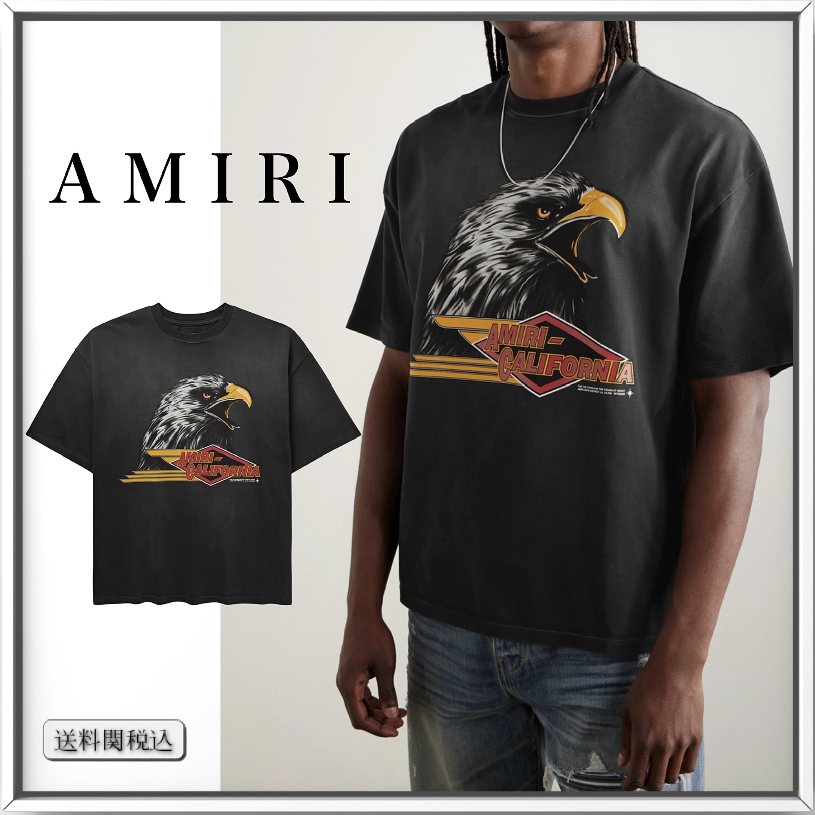 AMIRI イーグル ロゴ プリント コットン Tシャツ 人気