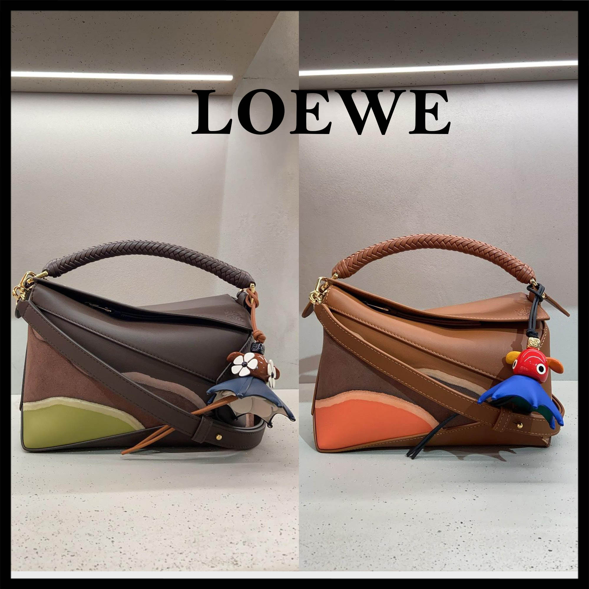 LOEWE直営店 カーフスキンのパズルエッジ スモールバッグ