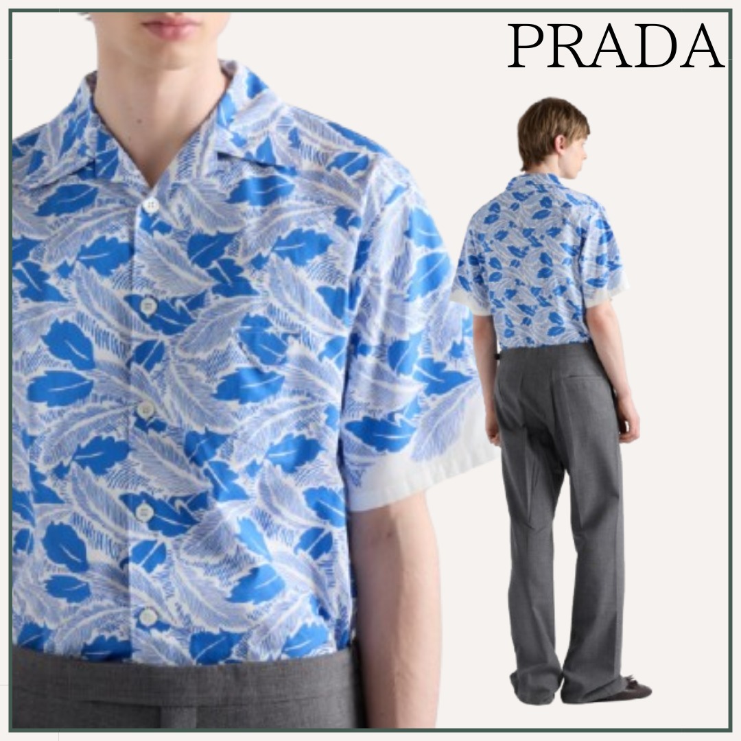 【レトロ/クラシカル】PRADA / リーフプリント 半袖 シャツ