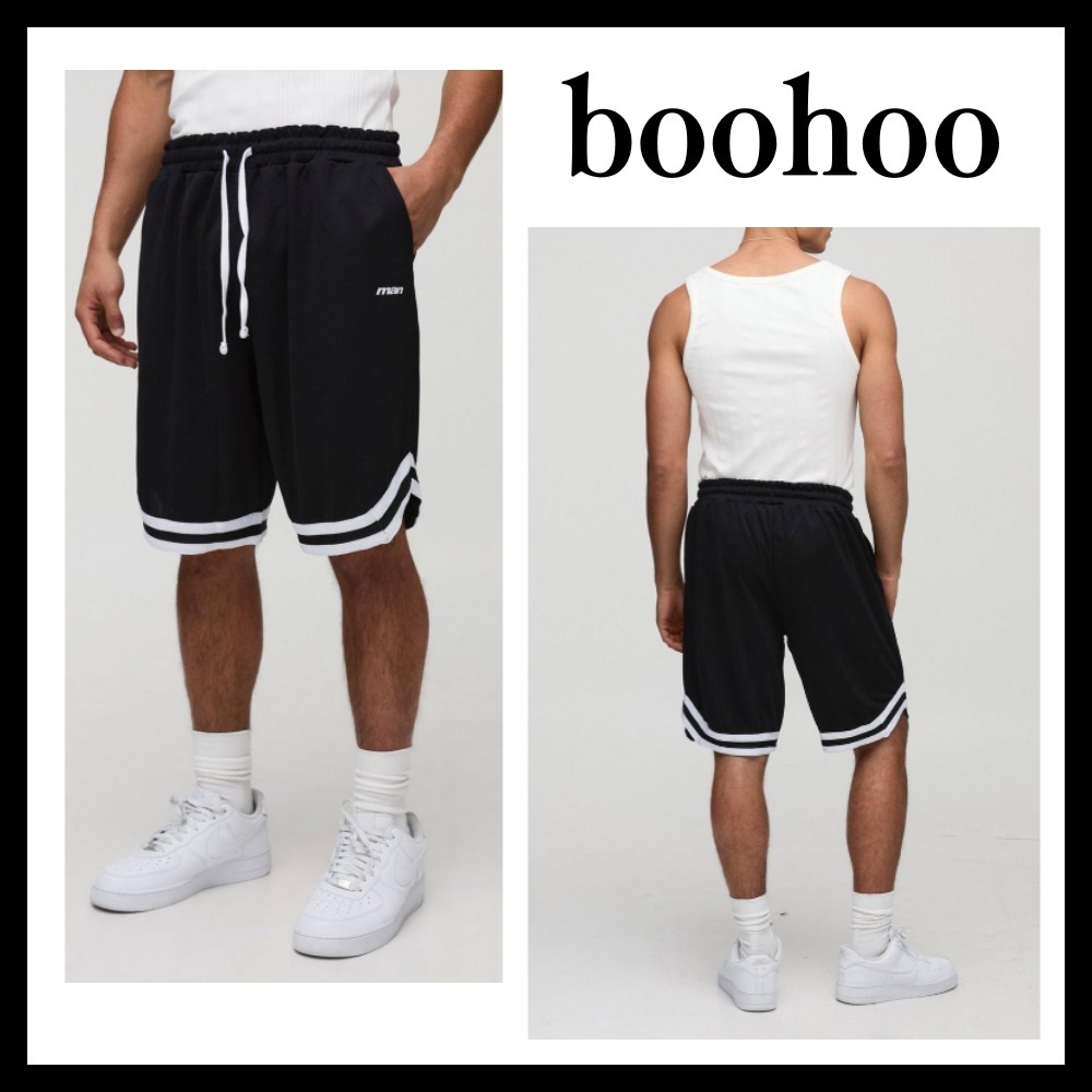 ◆boohoo◆ミドル丈 メッシュ バスケットボール ショーツ