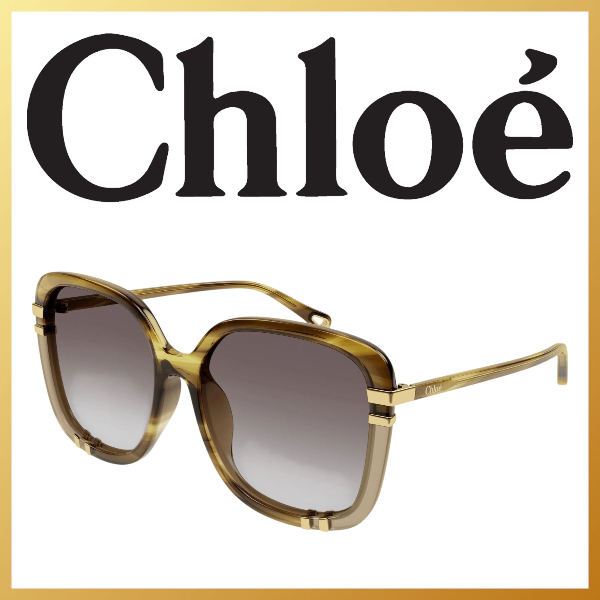 ● CHLOE ● サングラス Square Yellow Havana / Brown / 59mm