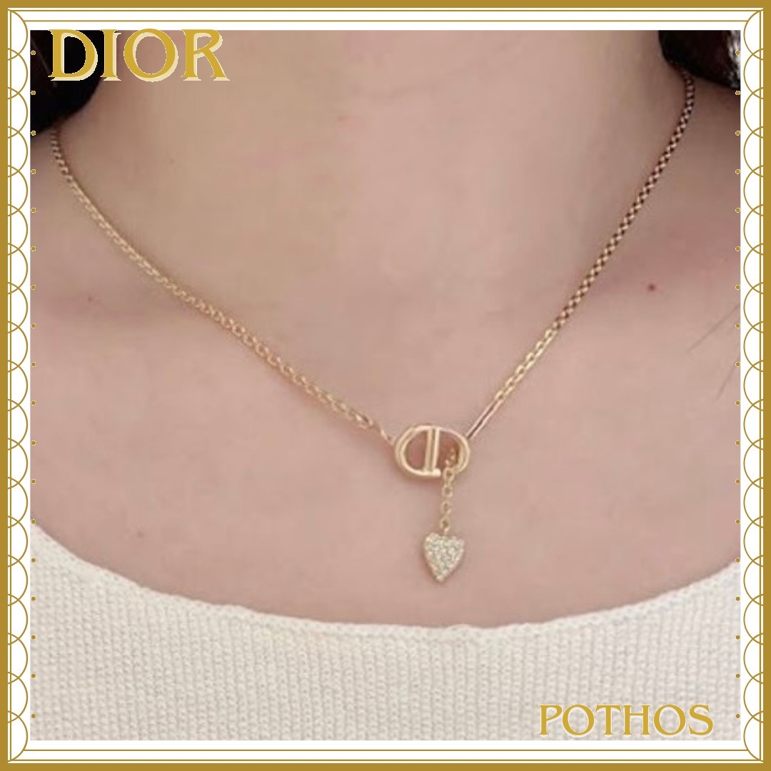 【上品なきらめき♡】 DIOR CD Navy ネックレス