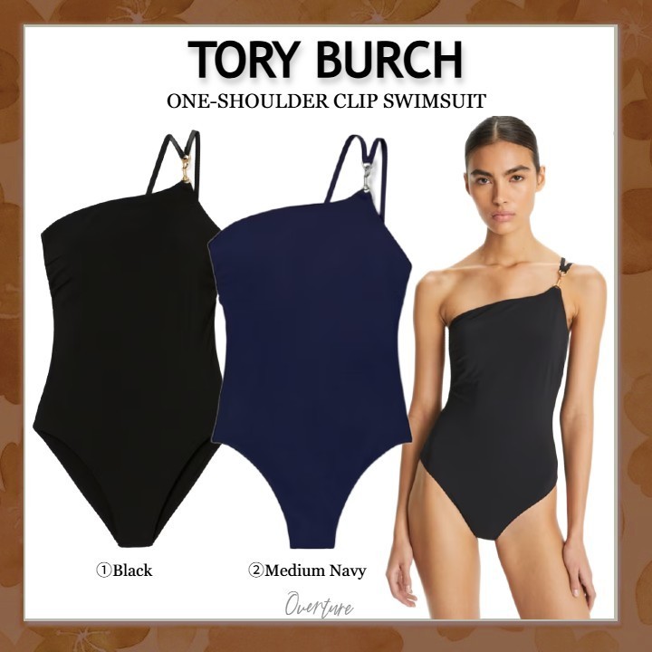 Tory Burch★ONE-SHOULDER CLIP SWIMSUIT