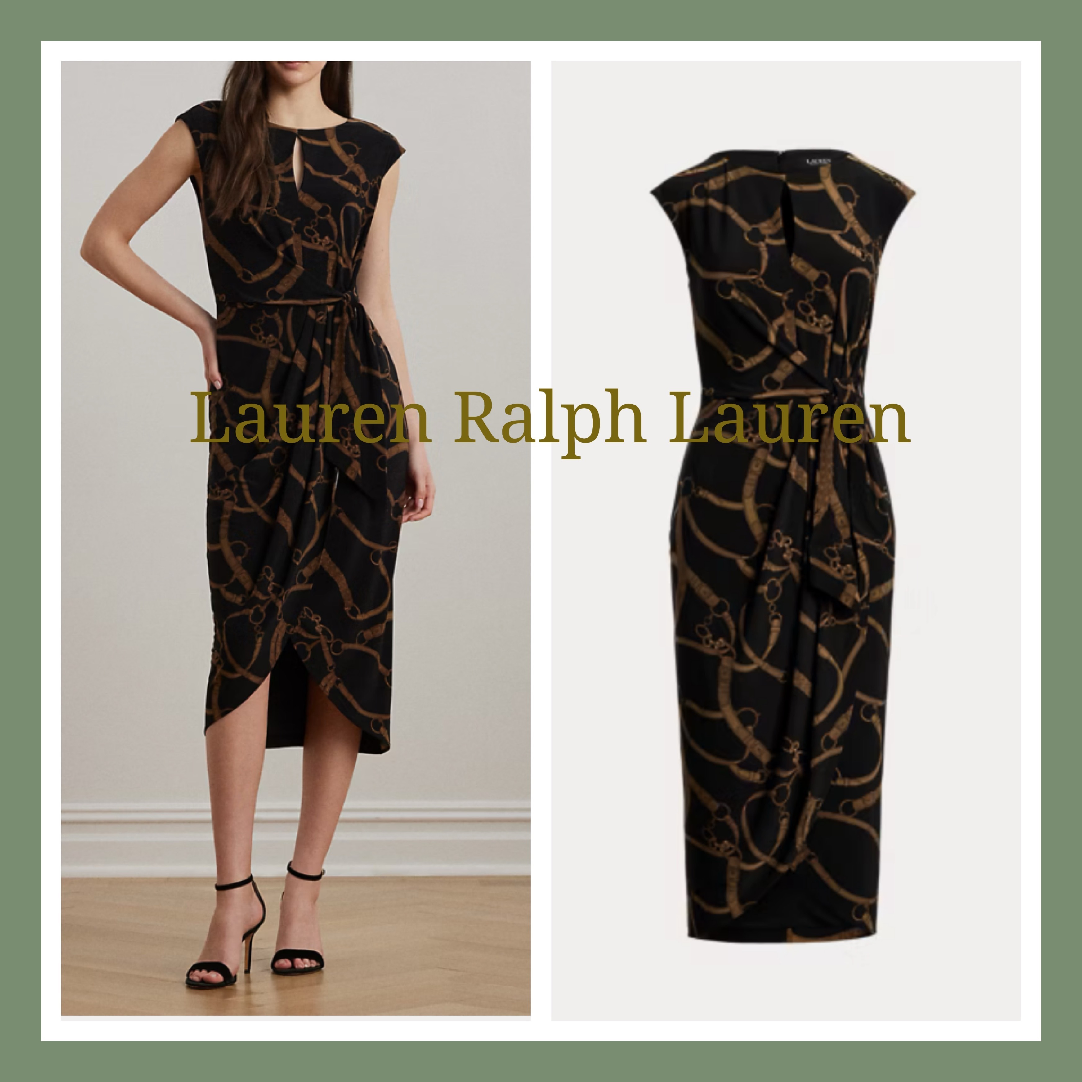 【Ralph Lauren】ベルトプリント ジャージー タイフロントドレス