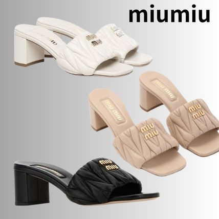 MiuMiu キャンバスミュール サンダル ナチュラル キャンバスxレザー ミュール | Miu Miu