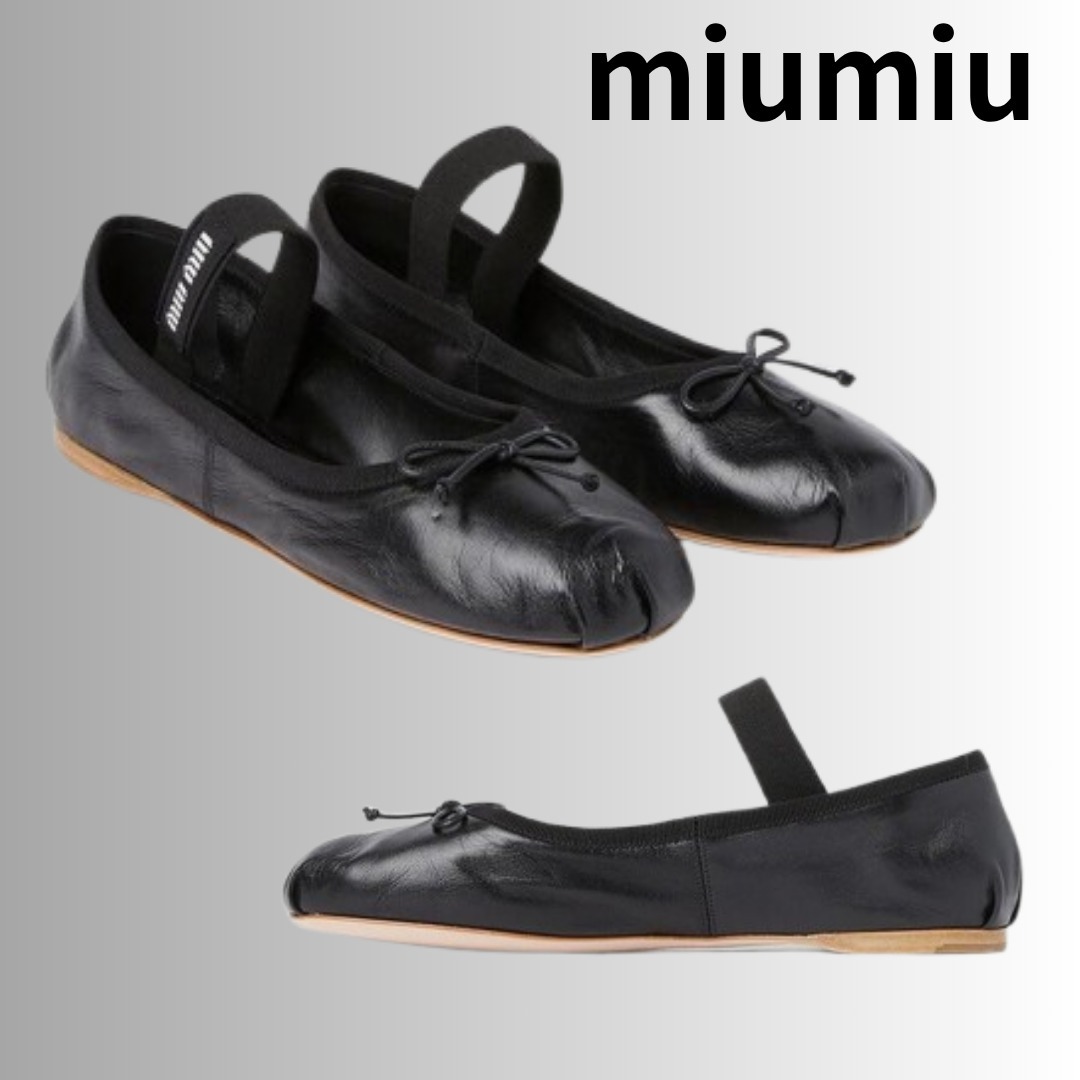 Miu Miu ロゴバンド リボンディテール バレリーナ