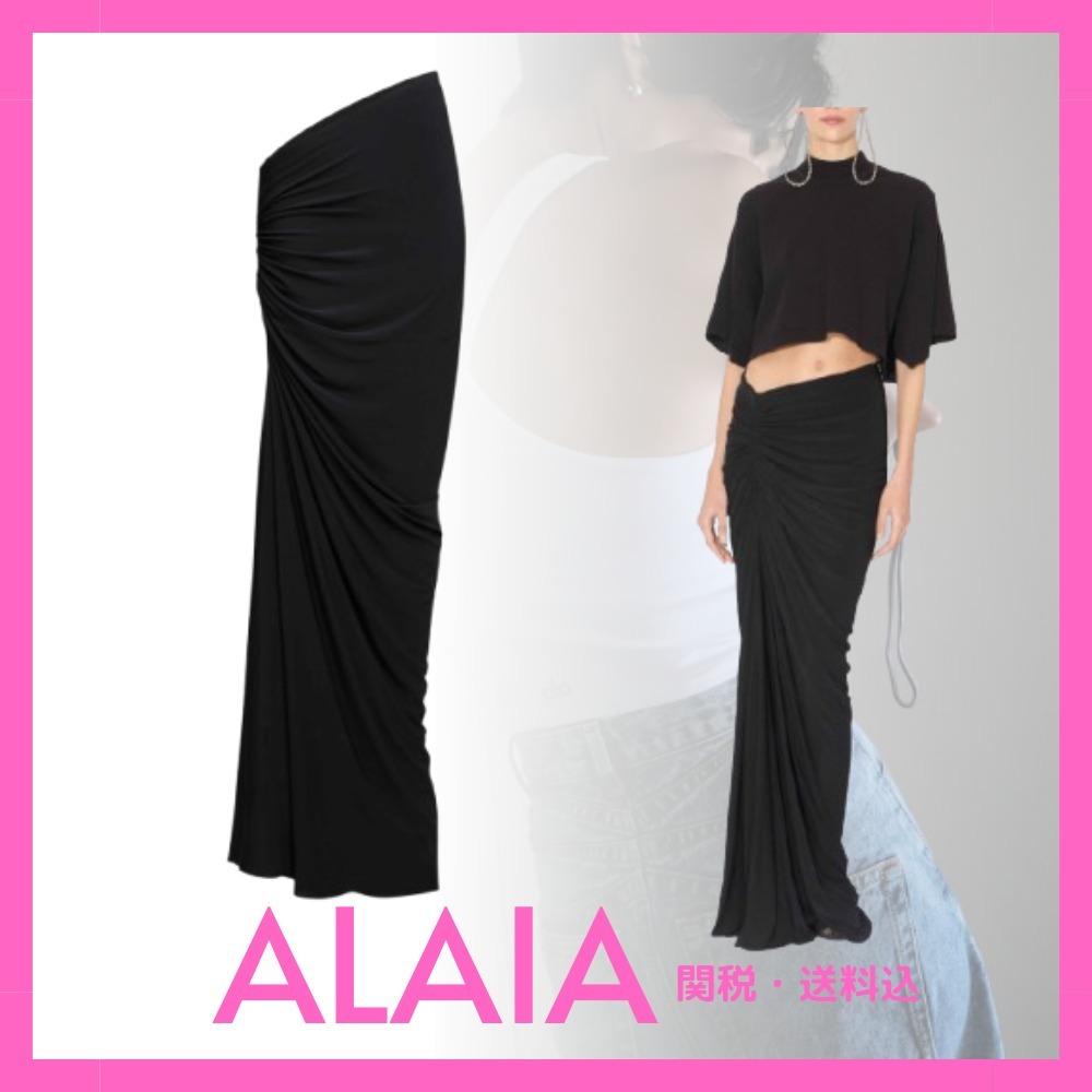 新作☆【ALAIA】ソフトジャージー ドレープスカート