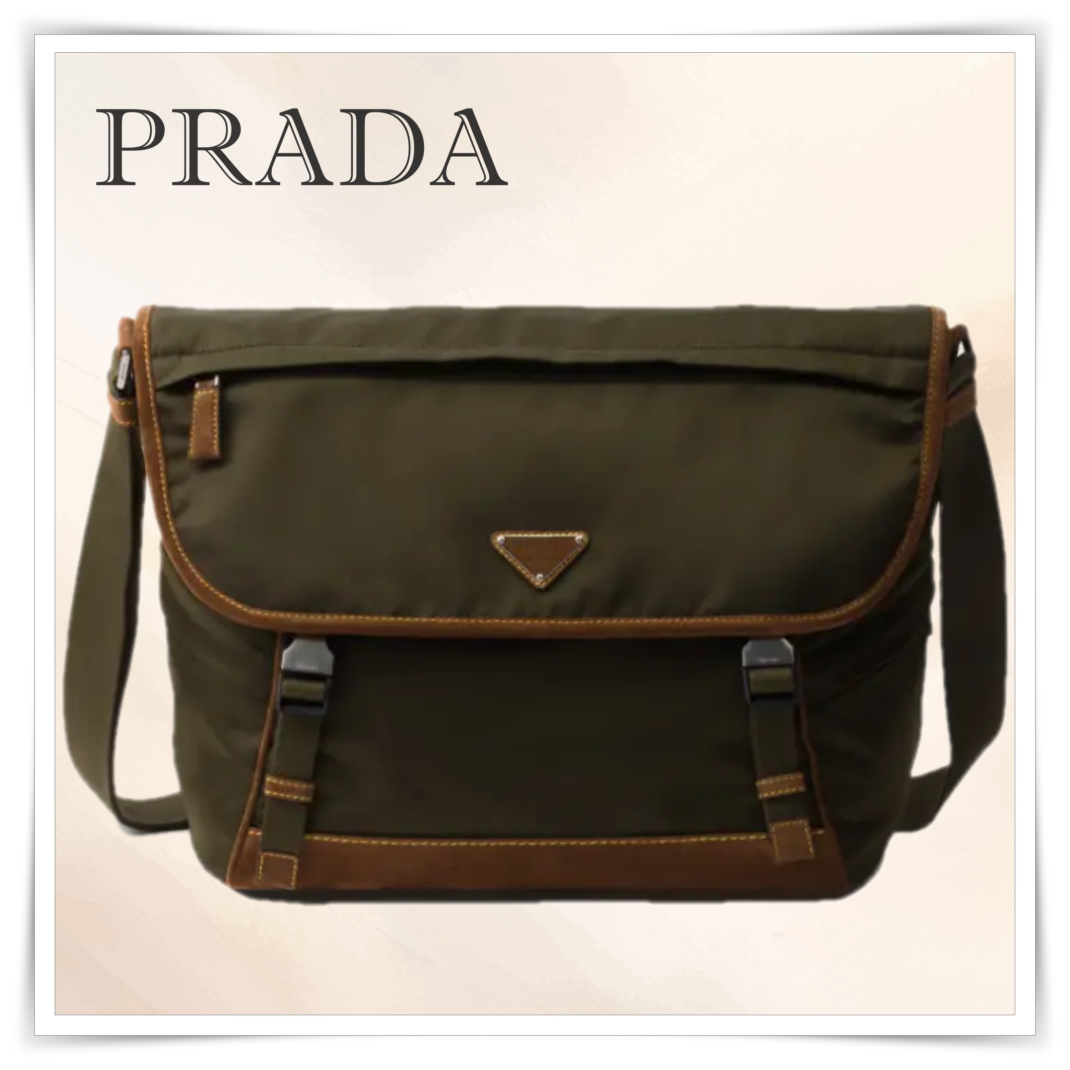 PRADA ラージRe-Nylonレザーショルダーバッグ【直営店 新作】