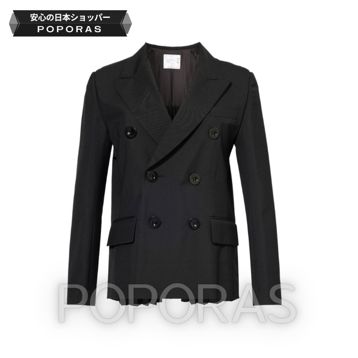 洗練されたデザイン【sacai】ダブルブレストプリーツ ブレザー
