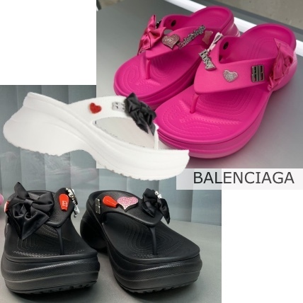 BALENCIAGA CROCS サンダル ロゴ トング ミュール リボン