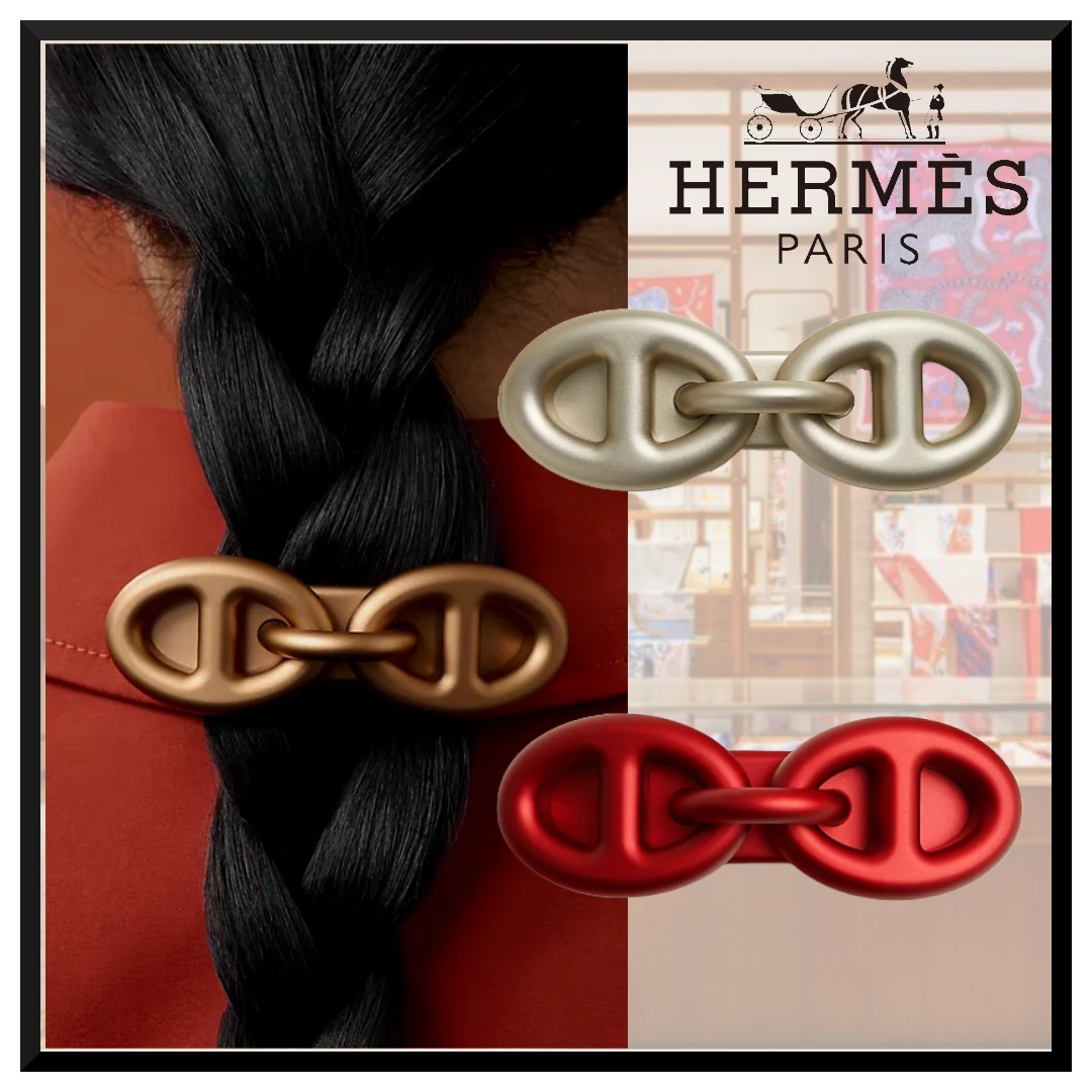 【エレガント】HERMES ヘアクリップ トリマイヨン GM