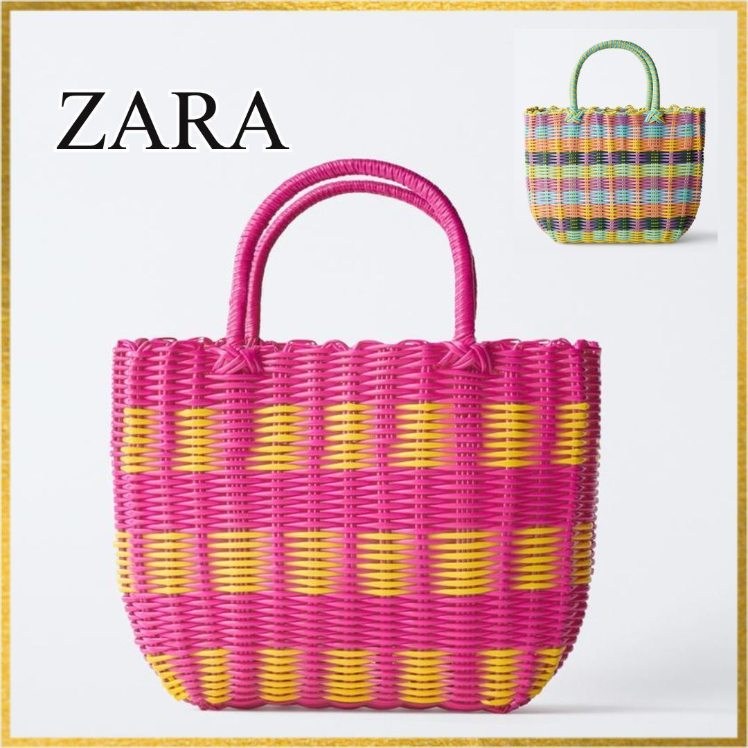 ZARA｜マルチカラーバッグ かごバッグ風 夏の映えアイテム