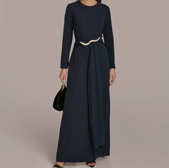 【Donna Karan New York】Jewel-Neck Embellished Gown