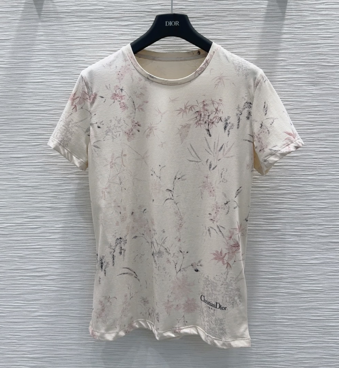Dior《Tシャツ》Millefiori コットン/リネン 花柄 ロゴ DHL 直営