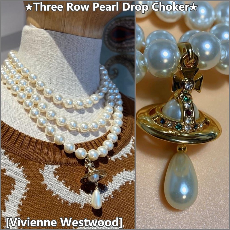 [Vivienne Westwood]★Three Row Pearl Drop Choker