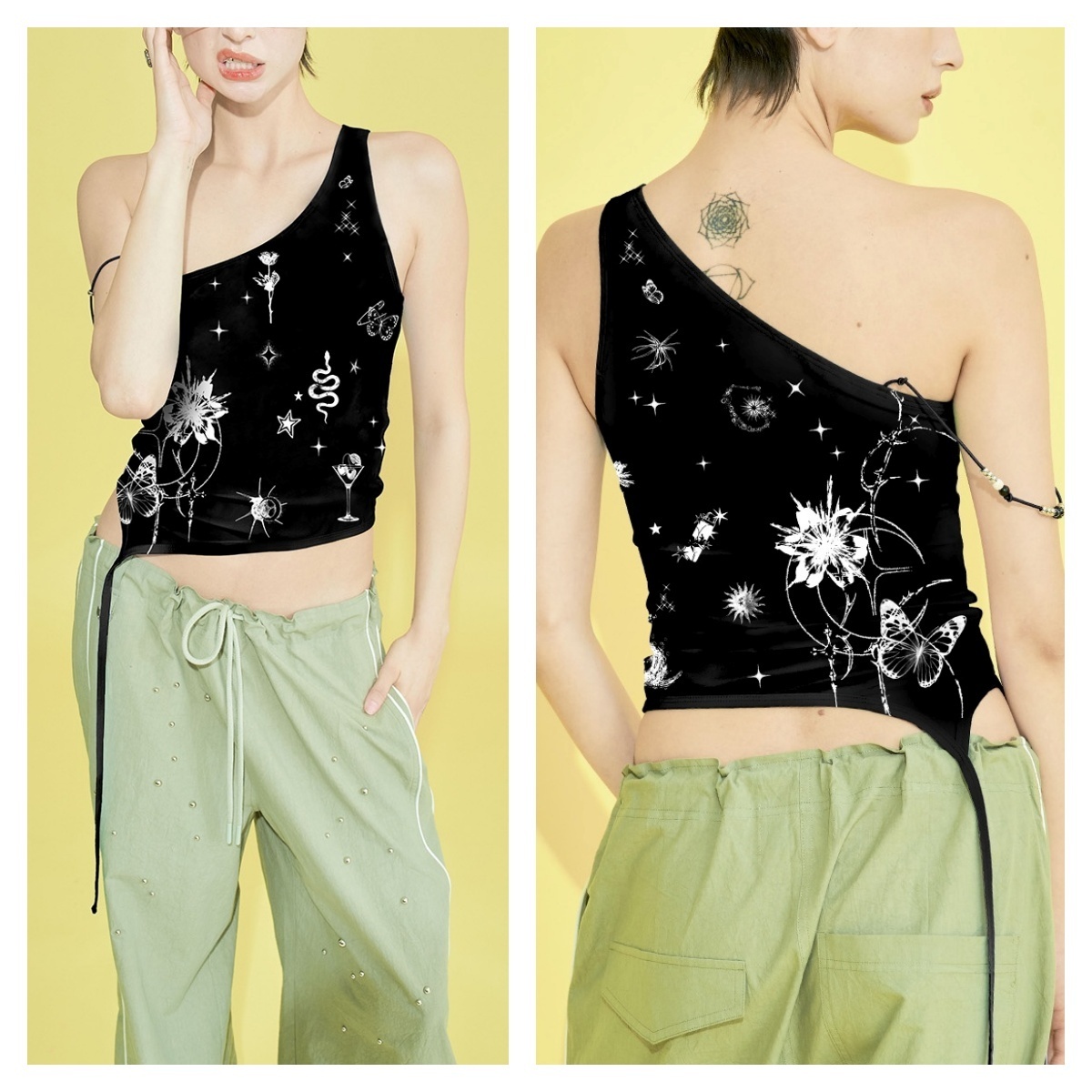 ★OROGEE★THISTLE CANVAS SKIN TOP★Black★韓国★大人気★