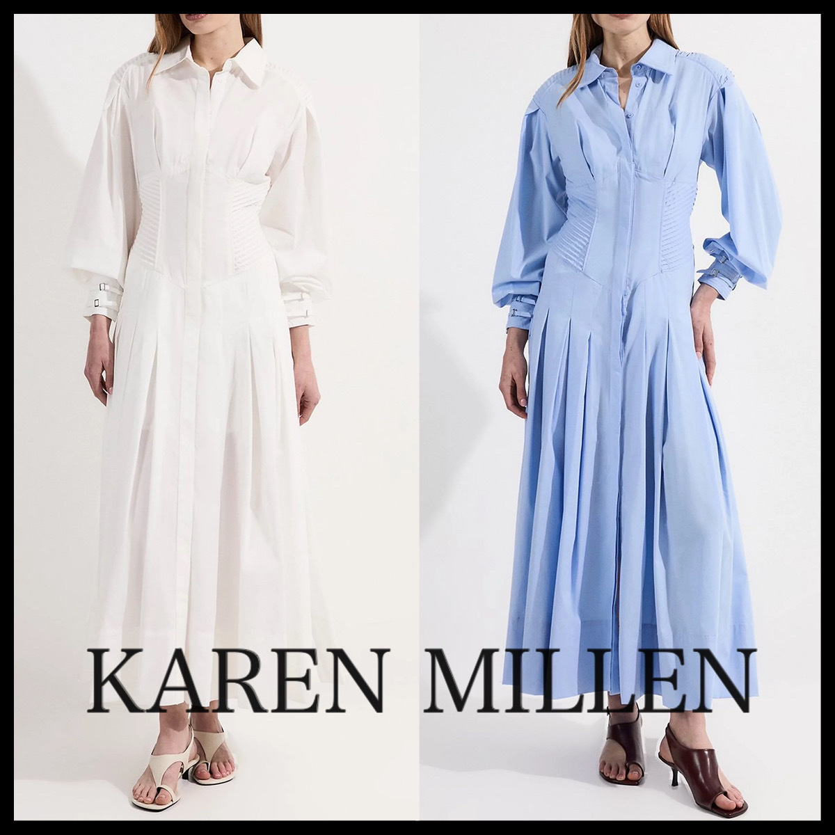 KAREN MILLEN* ボタンダウンコルセットマキシワンピース