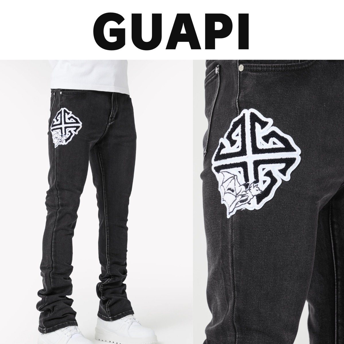 【国内送関税込】GUAPI アイアングレーパッチデニム