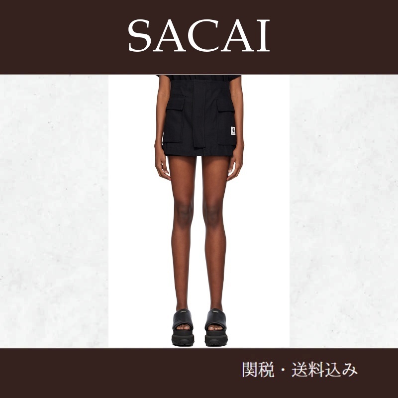 sacaiサカイ★CarharttWIPエディション ブラック ショートパンツ