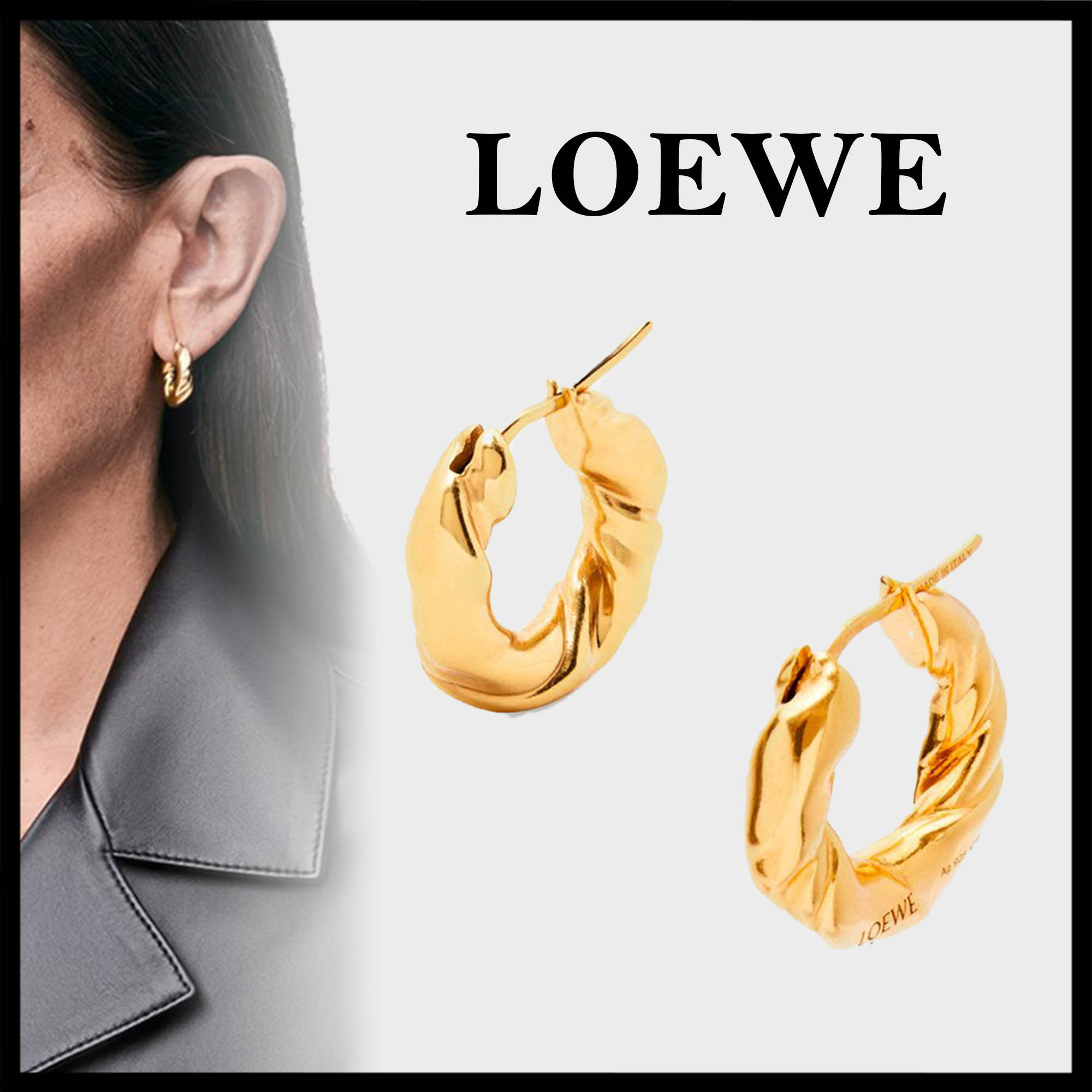 LOEWE直営店 ナッパツイストスモールフープイヤリング