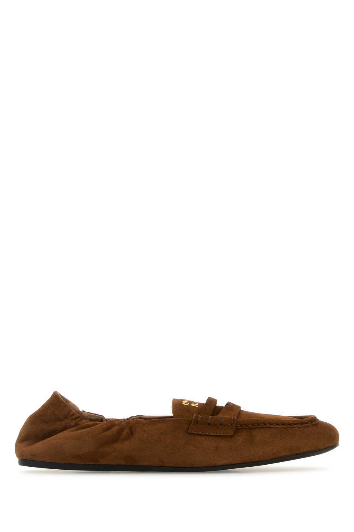 ローファー・オックスフォード MIU MIU Brown Suede Leather Loafers