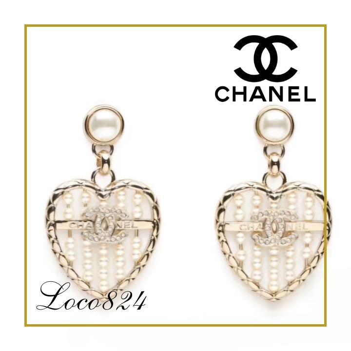 【人気のパール×ハート♥】CHANEL CCマークピアス