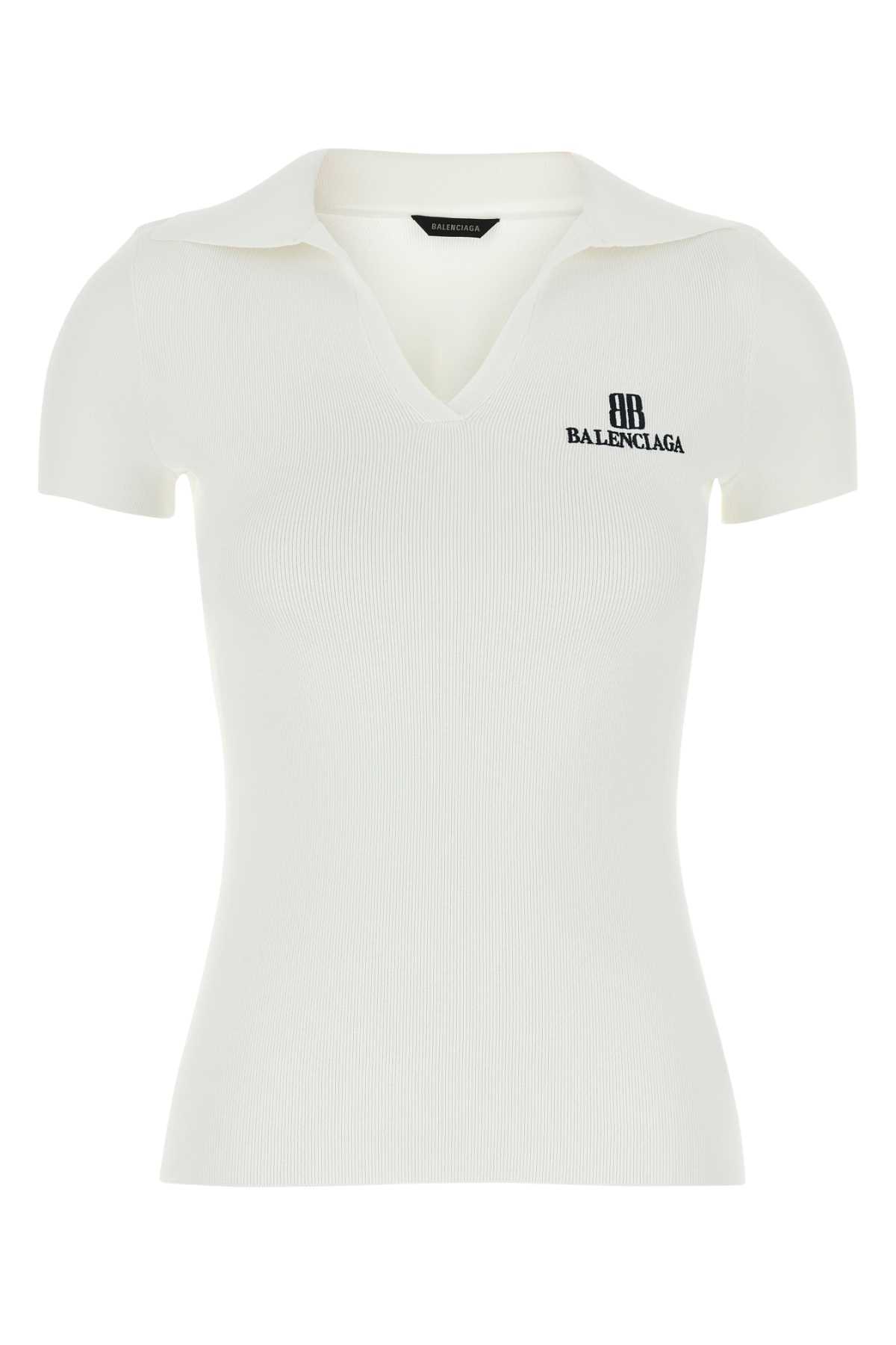 Tシャツ・カットソー BALENCIAGA White Viscose Blend Polo Shirt