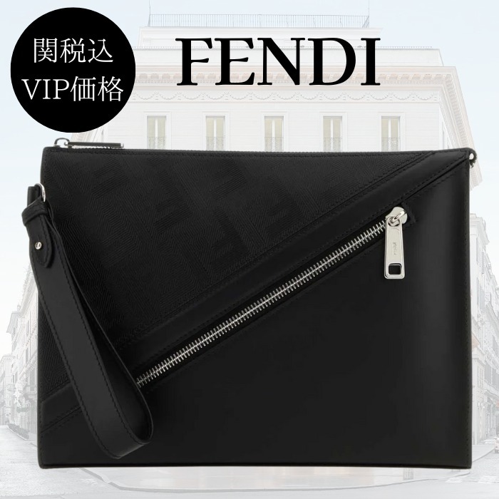 関税込★VIP価格【FENDI】シャドー ダイアゴナル クラッチバッグ