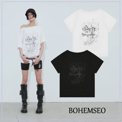 BOHEMIAN SEOUL】BOHEMSEO FUNKY SCOOP NECK TEE SCRIBBLE