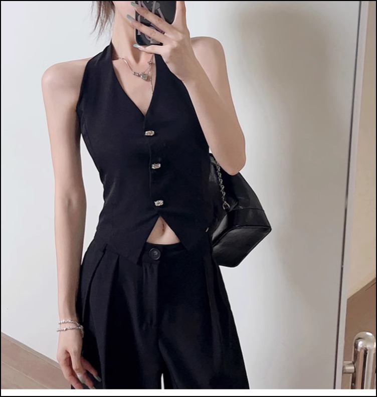 ノースリーブベスト パンツセット ハイウエスト セットアップ