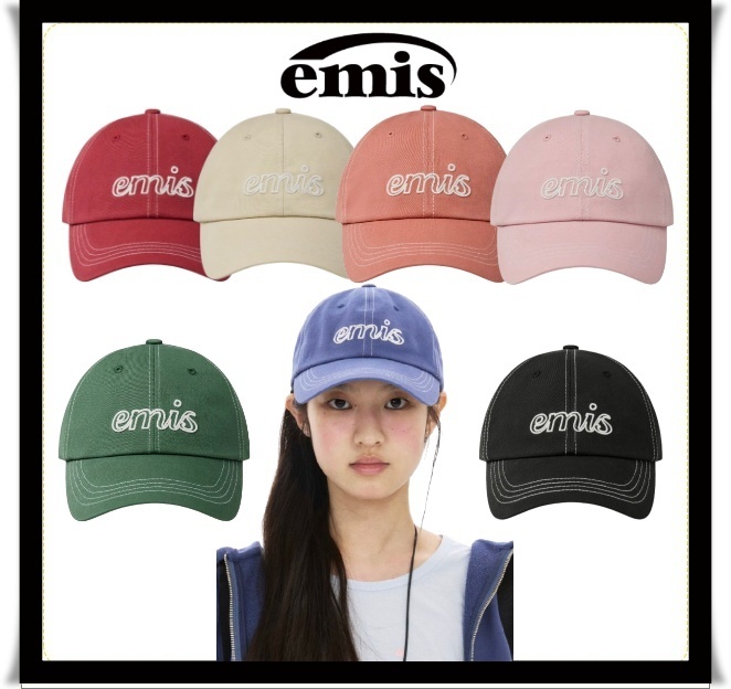【EMIS】LETTERING LOGO WHITE STITCH BALL CAP★25HS新作★