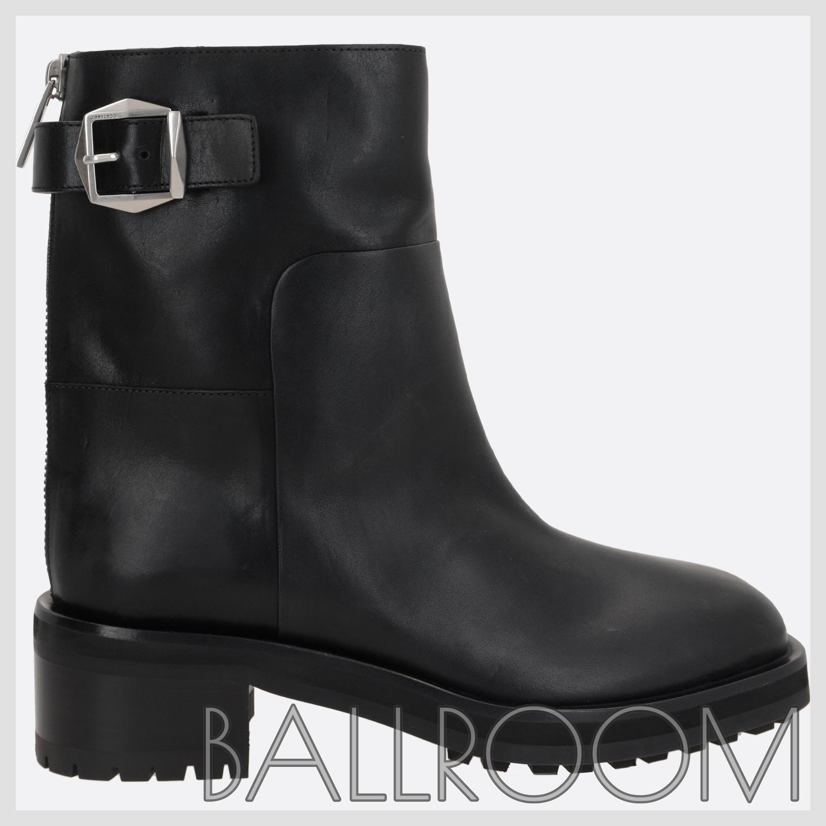ブーツその他 JIMMY CHOO BROOKLYN SHINY LEATHER BIKER BOOTS