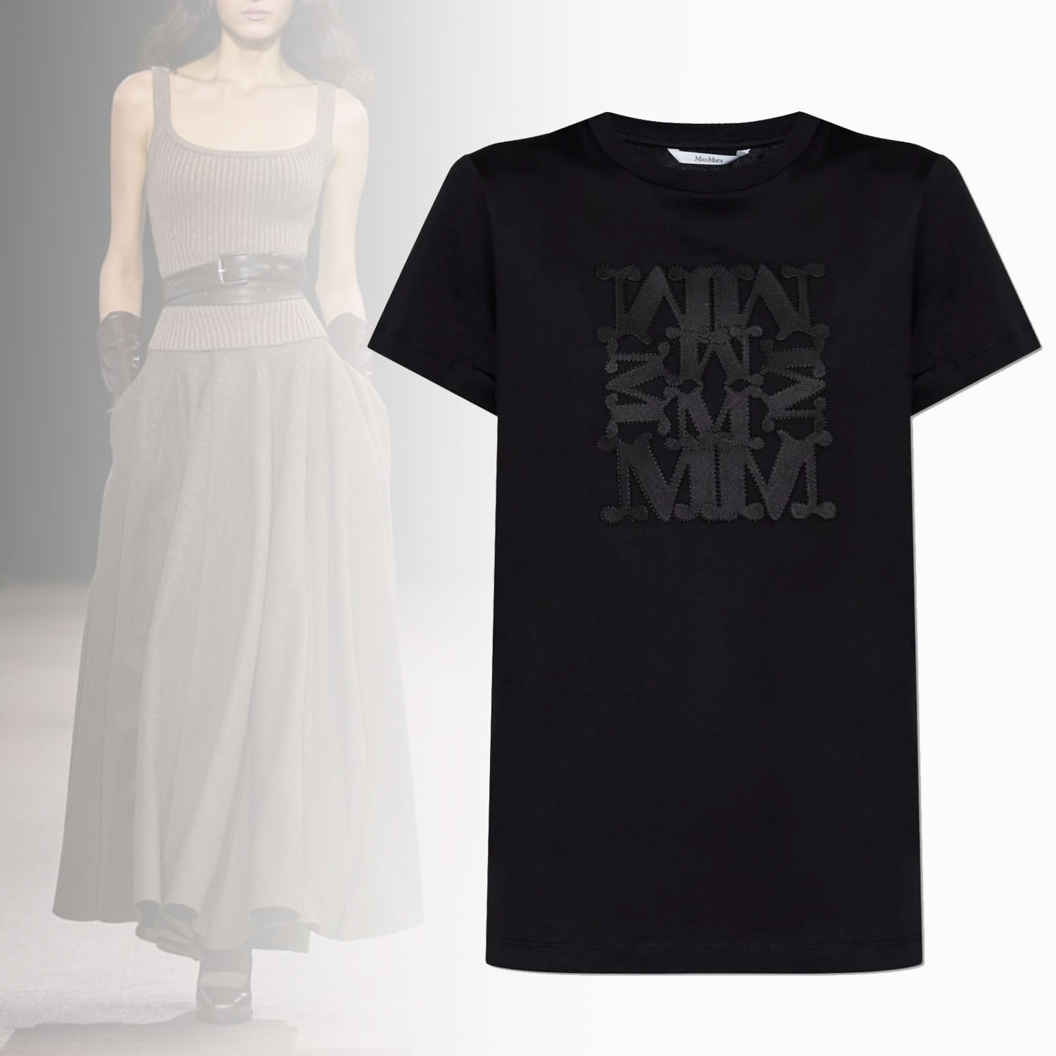◆Max Mara◆ ロゴ刺繍 クルーネック Tシャツ