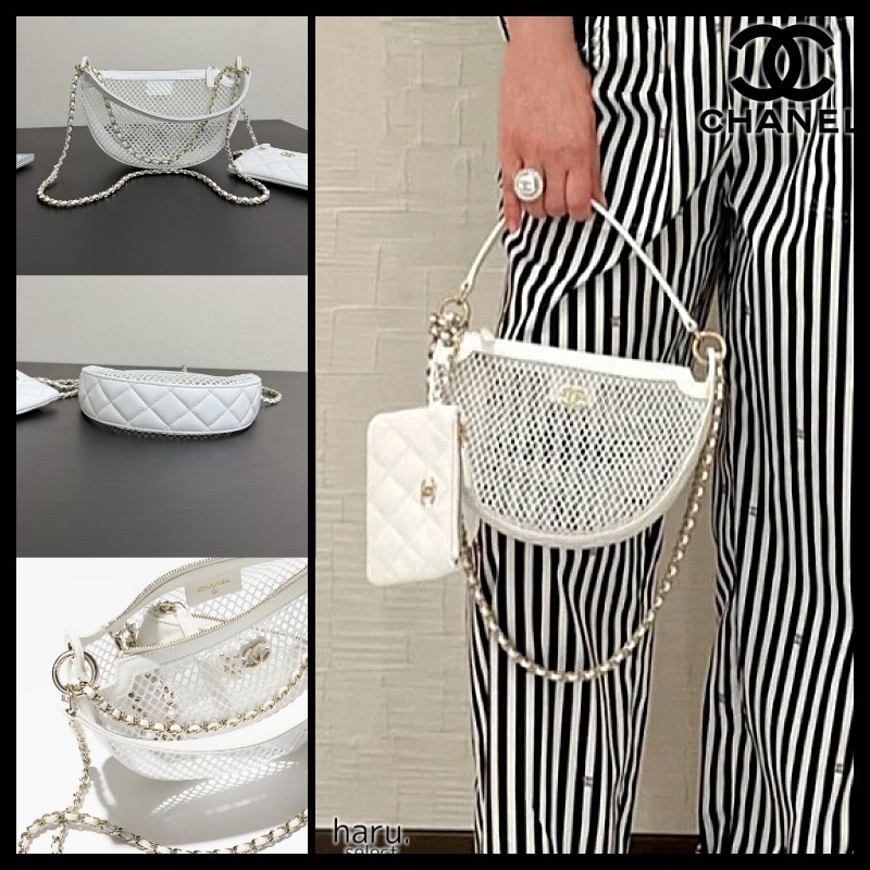 メッシュ素材がお洒落♪【CHANEL】チェーン付きクラッチ