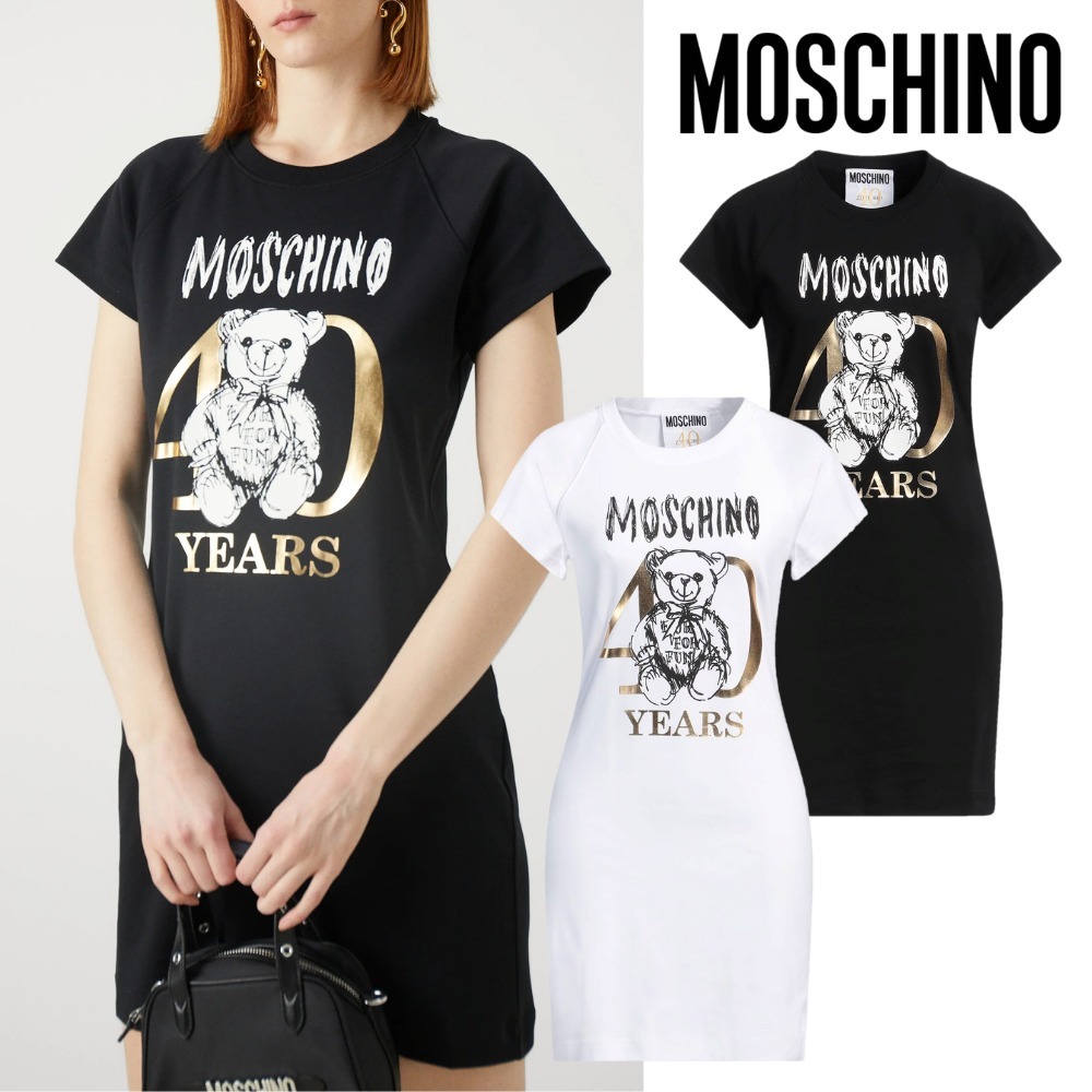 関税送料込♪MOSCHINO/テディベア「40YEARS」ロゴ ワンピース