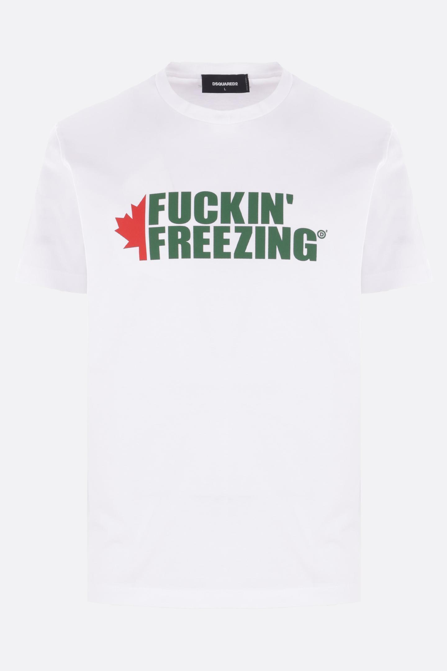 【関税&送料込】Dsquared2 Cotton T-Shirt With Fuckin Freezin
